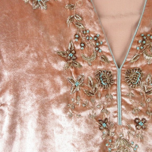Soft Surroundings Peach Velvet Embellished Tunic Size XL Beaded - Picture 3 of 11